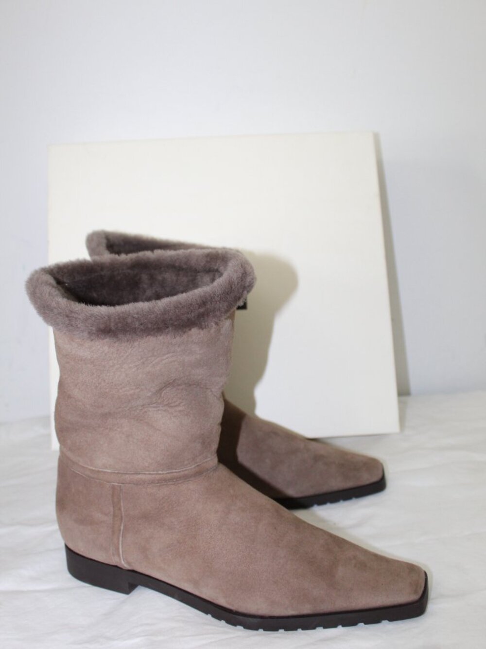NWB TOTEME Fold Down Shearling Suede Leather Boots Booties Flats 41
